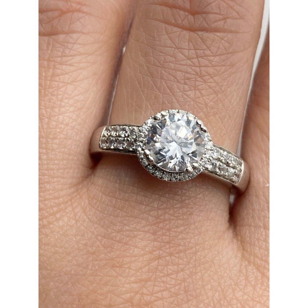 VJ Platinum over 925 sterling silver cz Engagement ring